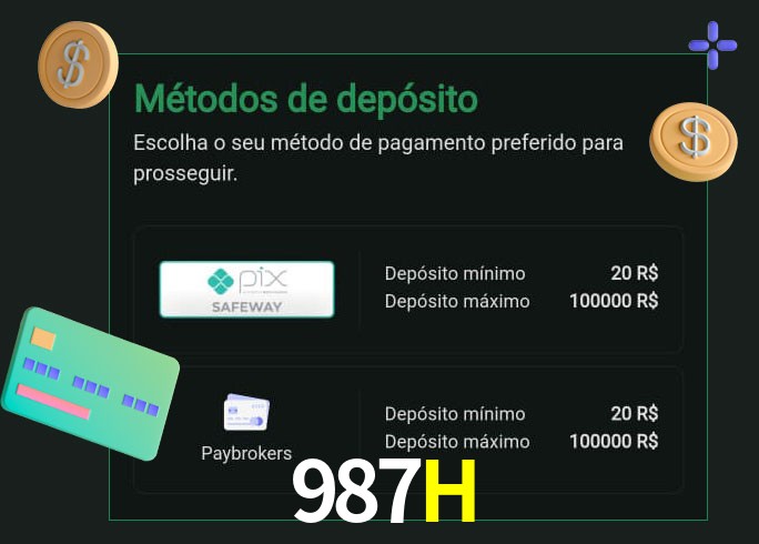 O cassino 987H oferece uma grande variedade de métodos de pagamento